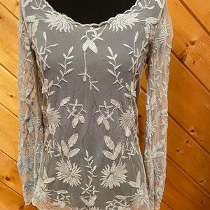 Everleigh lace long sleeve grey top.
